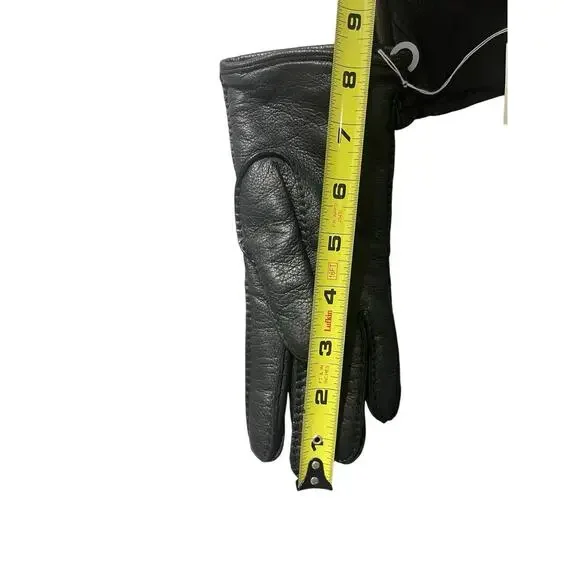 Portolano Leather Gloves Sheepskin Cashmere Lining Small Black - Picture 6 of 6